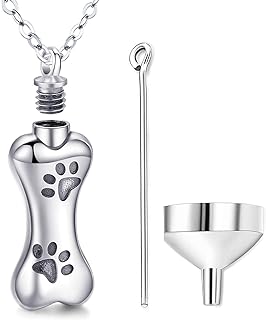 Aniu Dog Cremation Jewelry for Ashes, 925 Sterling Silver Urn Necklace for Women, Pet ashes/hair Keepsake Locket Pendant