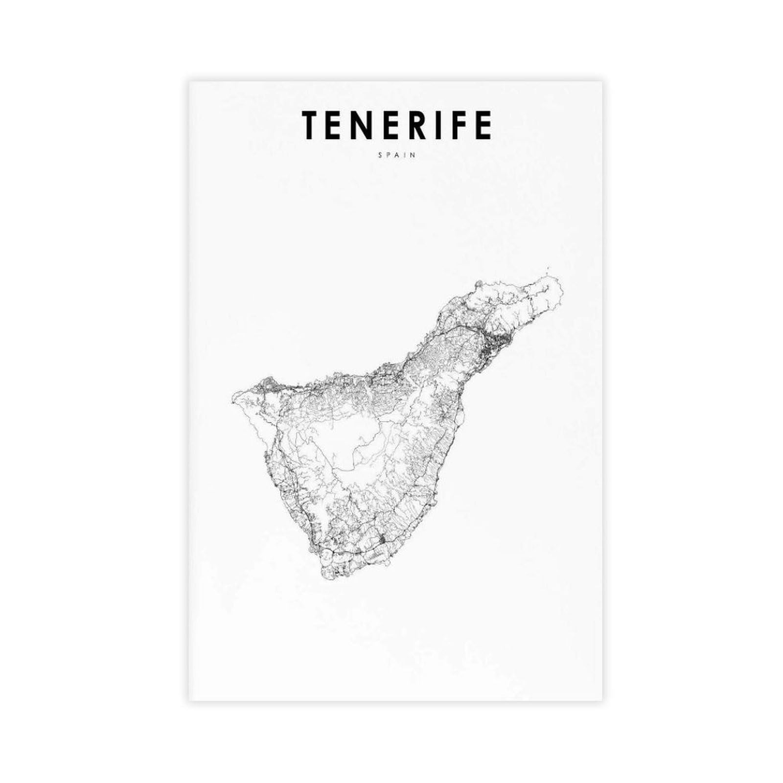 QOGDAF Tenerife Canary Islands Map Canvas Poster Wall Art Decor Print Picture Paintings for Living Room Bedroom Decoration 08x12inch(20x30cm)