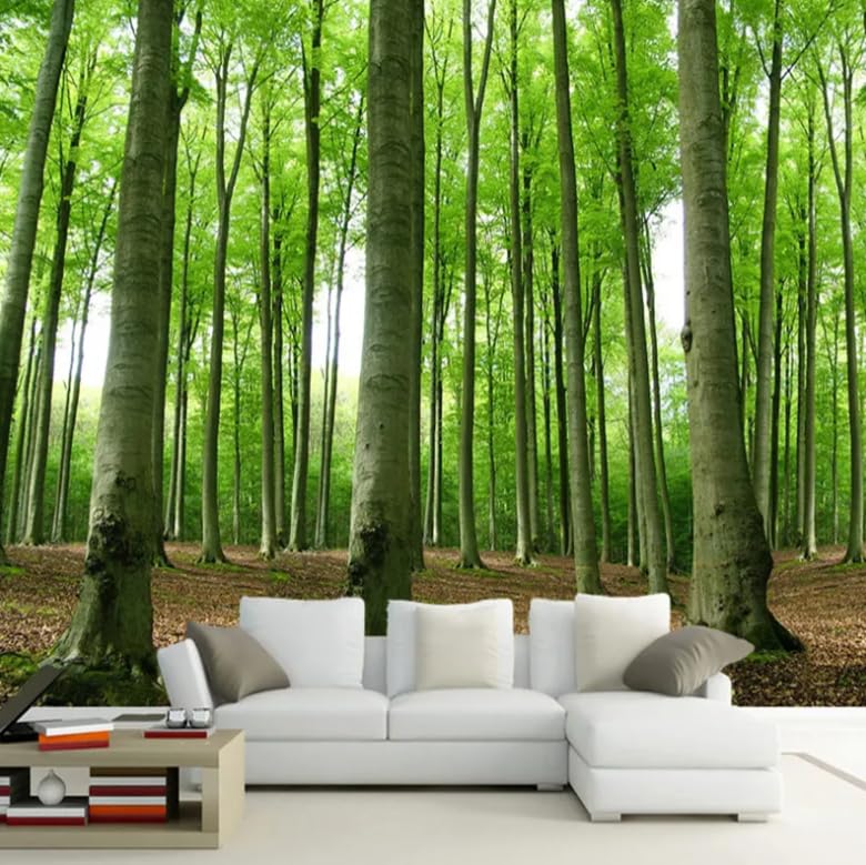 Papier peint moderne arbre forêt verte photo murale salon TV 400x280