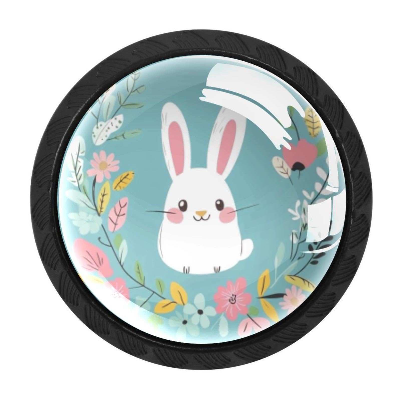 Boutons de tiroir Hello Spring en céramique blanche et motifs floraux pastoraux