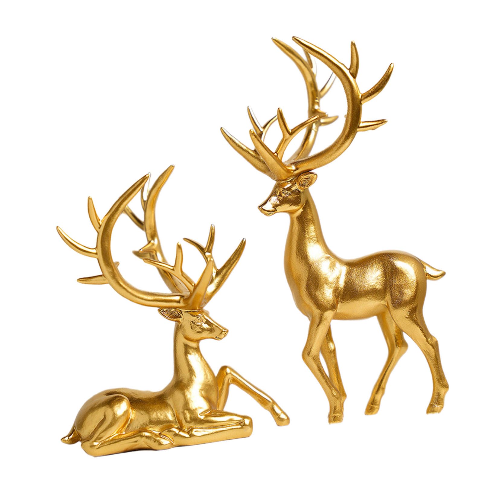 Mllepjdh Exquisites Resin Deer Sculptures Resin Deer Ornamentation Perfect for Enhancing Artistic Ambiances in Homes Space Figurine
