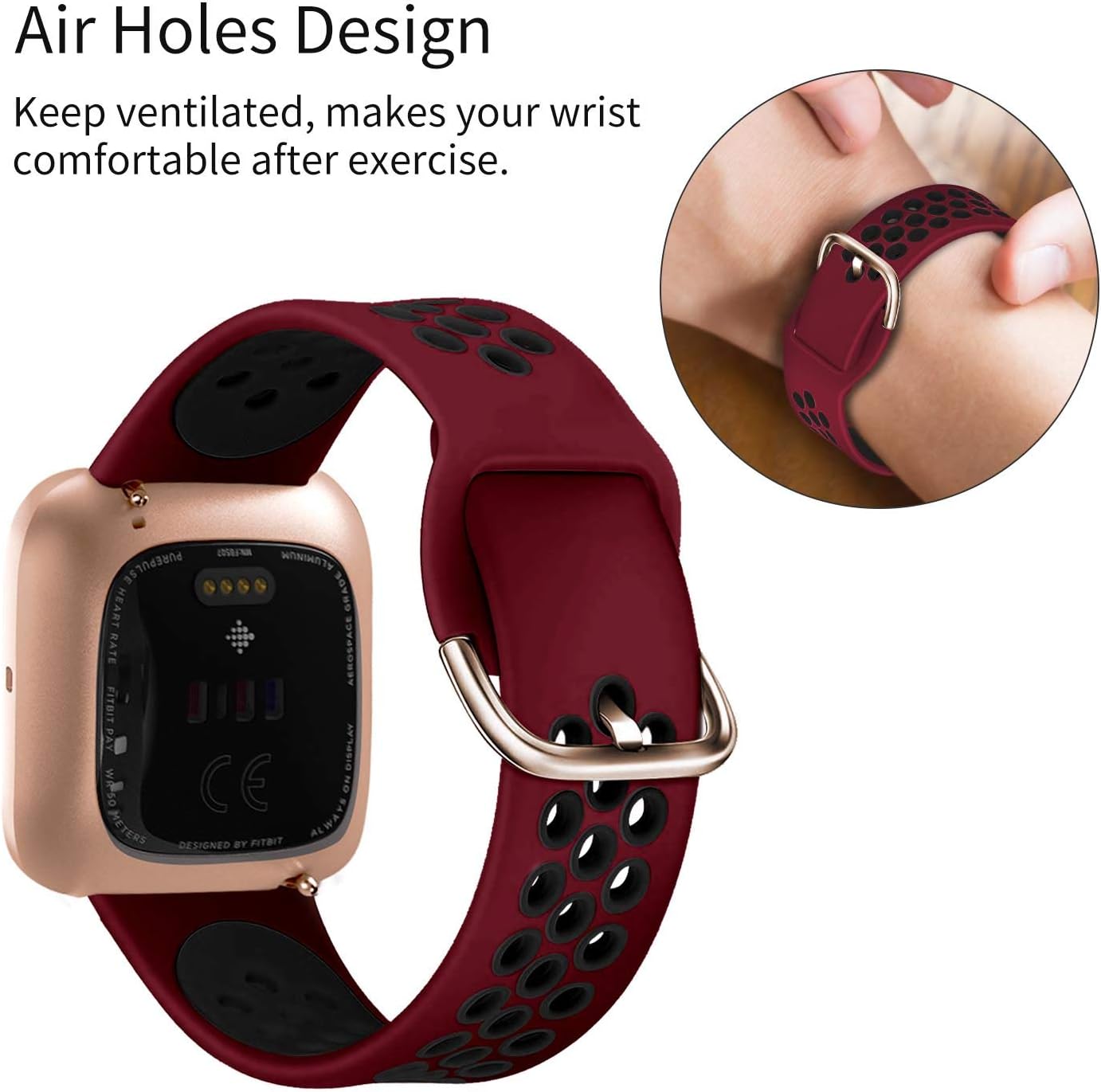 Acrbiutu Bands Compatible with Fitbit Versa/Versa 2 / Versa Lite, Soft Silicone Breathable Replacement Sport Accessory Watch Strap Wristband for Women Men