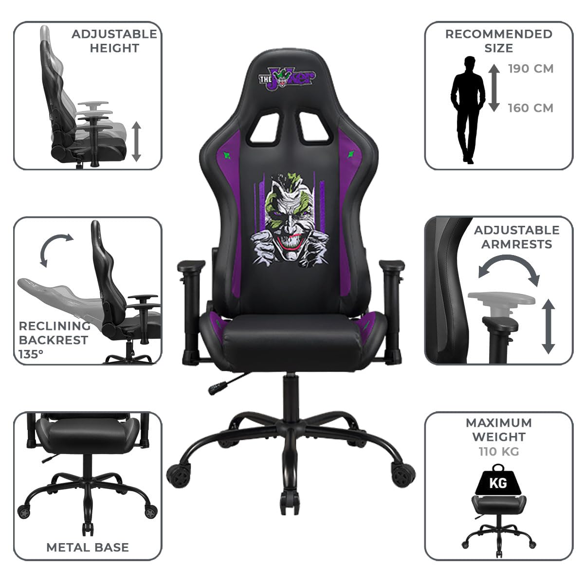 Subsonic - Joker Gaming Chair - Ergonomic Office Chair with High