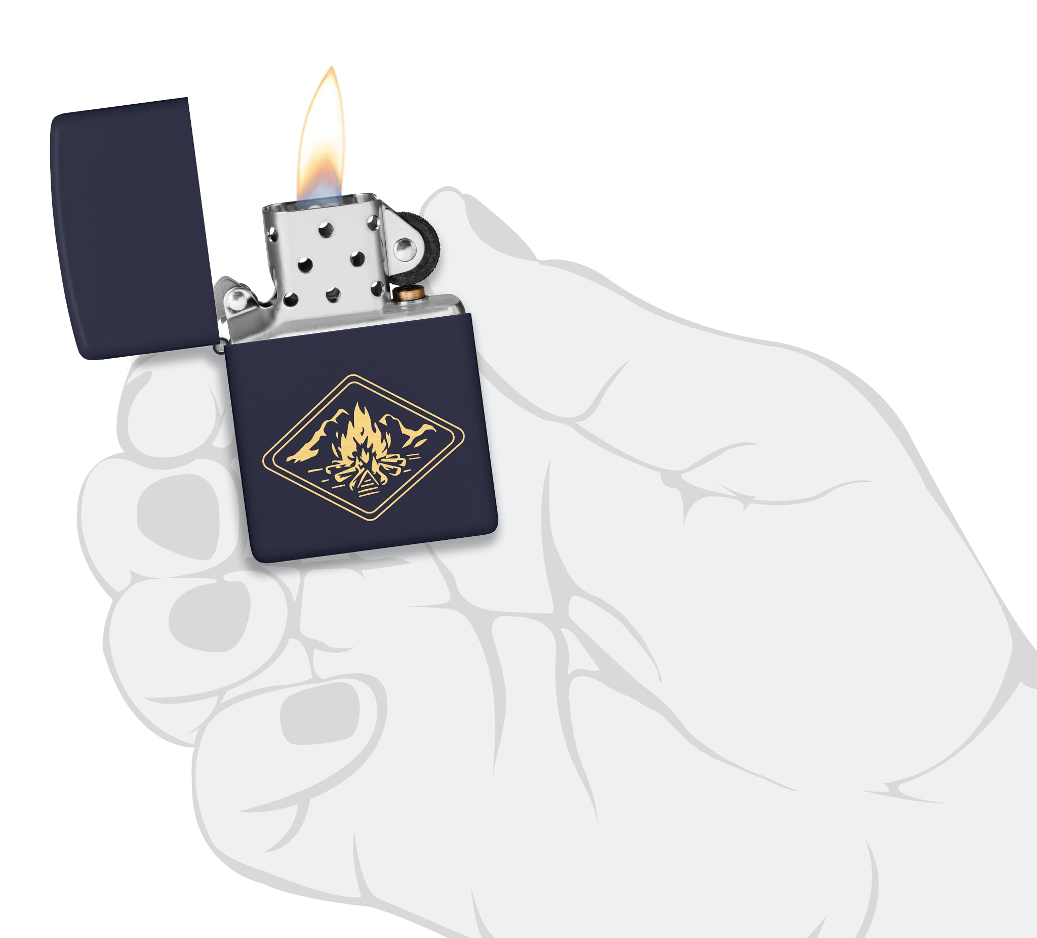 Zippo Campfire Zapalniczka Sztormowa, Grawerowanie Laserowe, Wielokrotnego Użytku, do Napełniania, Wiatroodporna Konstrukcja, Pudełko na Prezent, Wykonano w USA, Kolor Granatowy Matowy (Navy Matte)