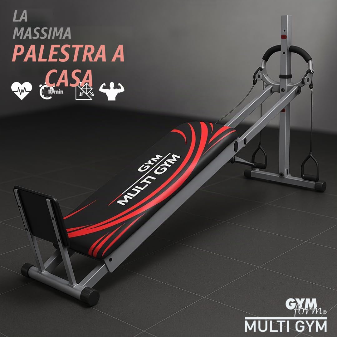 GYMFORM Macchina per Fitness Completa MULTI GYM, Pieghevole, Per la casa, Per il corpo, Più di 100 esercizi, Allenamento Total Body