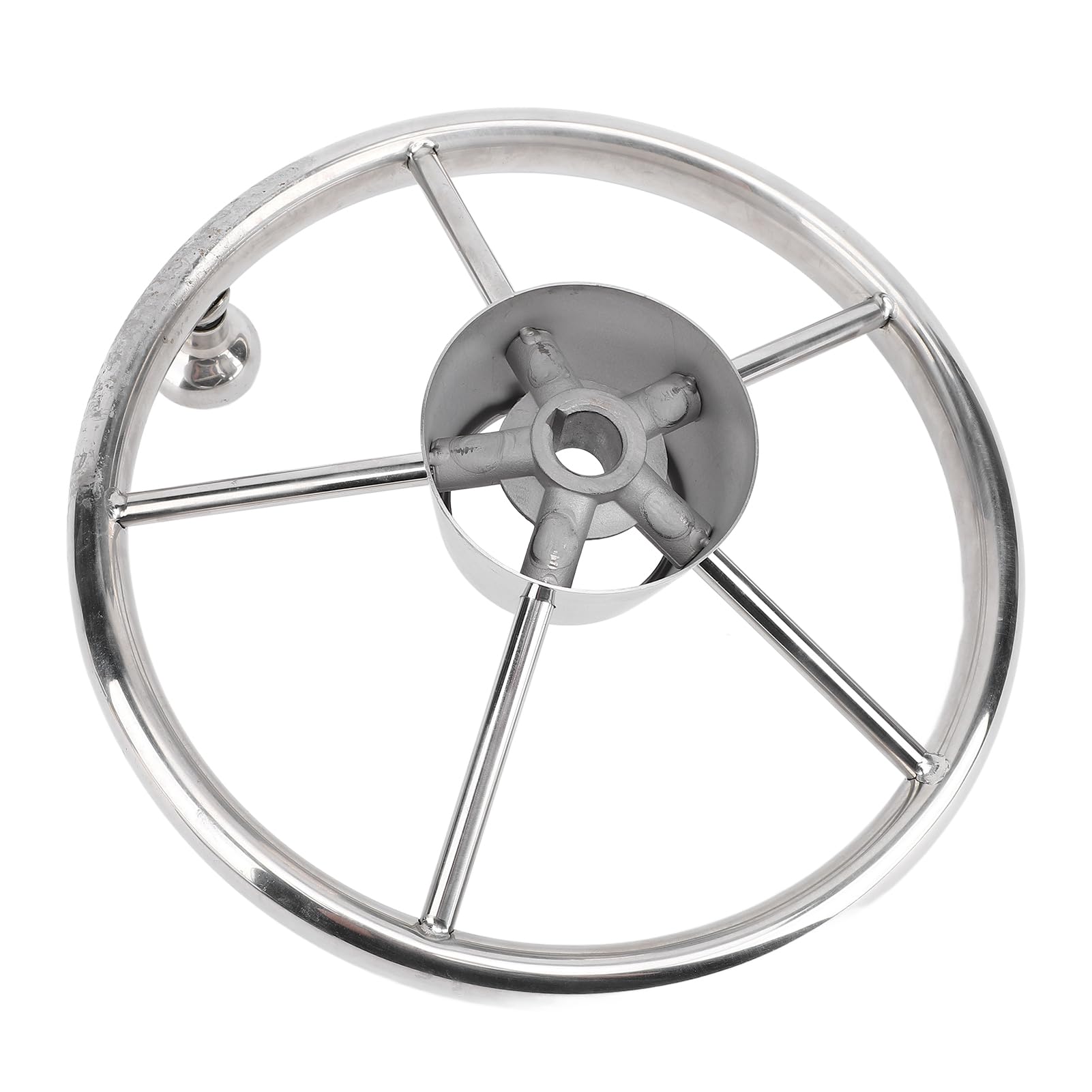 Volante para Barco, Volante Marino de Acero Inoxidable de 5 Radios de 11 Pulgadas con Perilla Giratoria, Volante Destructor para la Mayoría de Barcos Marinos, Yates, Pontones