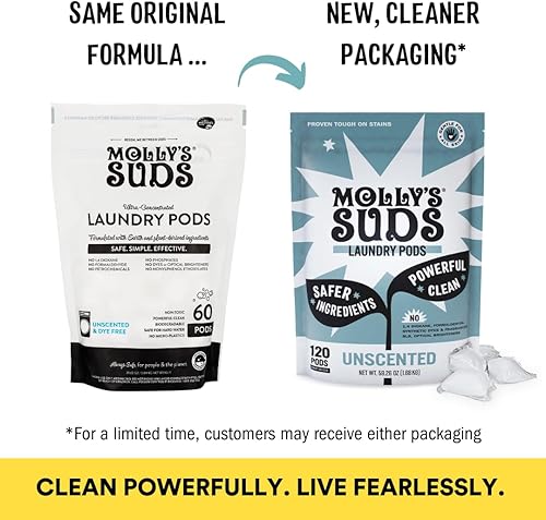 Miniatura 2 de Molly's Suds Cápsulas de detergente para ropa  Detergente limpio para pieles sensibles  Ultra concentrado y combate las manchas  Sin perfume - 60