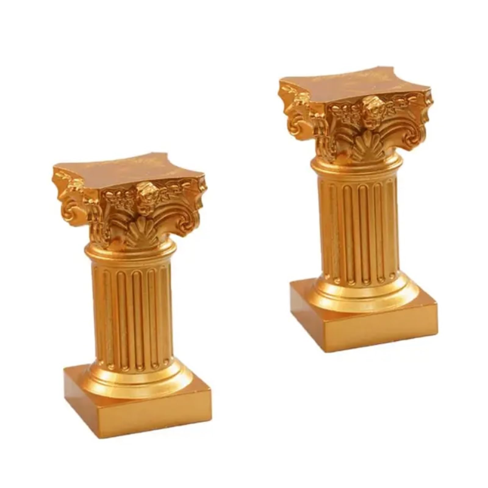 2-Pack European Column Candlesticks, Handicraft Candle Holder for Photography & Background Props(Gold)