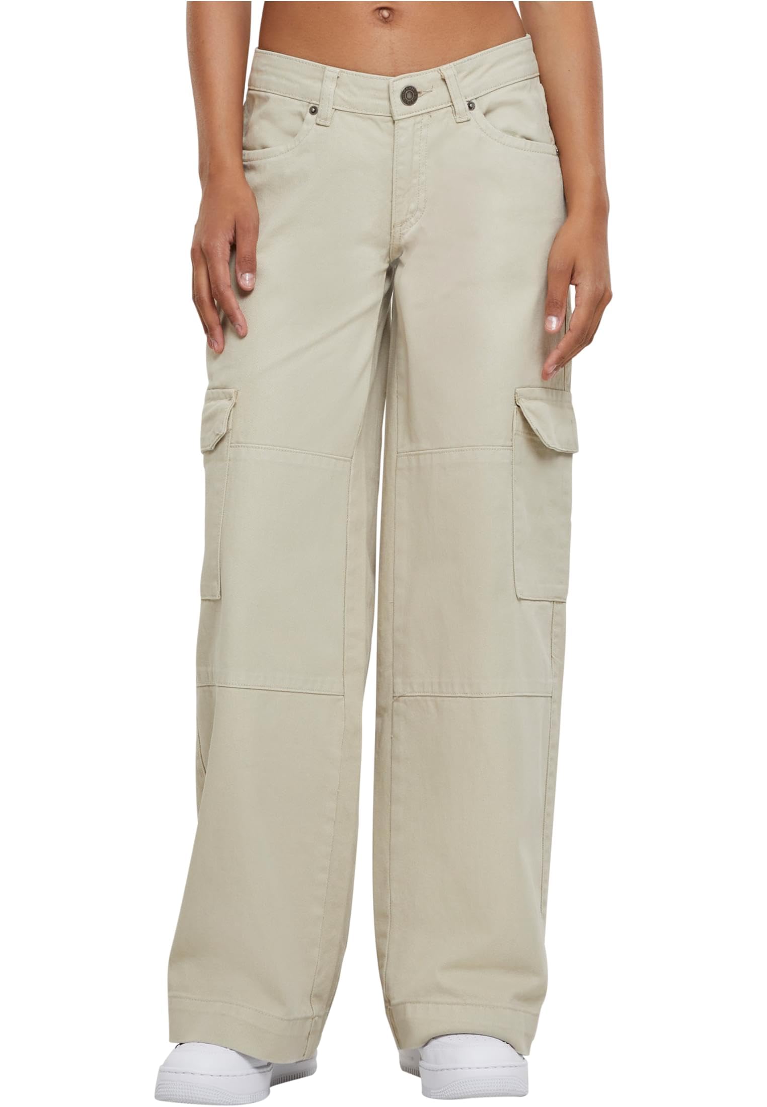 Urban Classics Women's Ladies Low Waist Cargo Denim Pants, Offwhite raw, 2