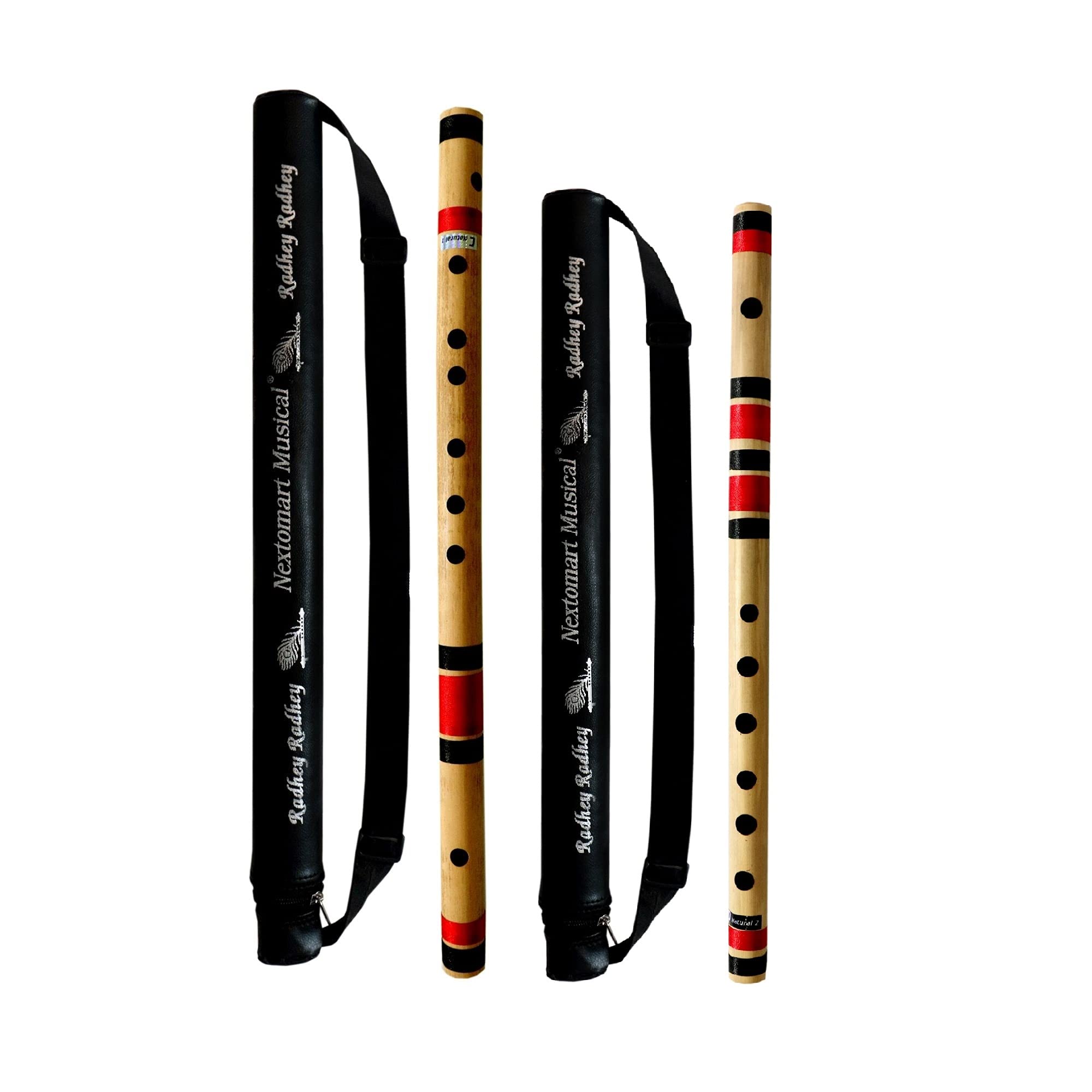 Musical Combo Flutes C Natural 7 Hole (19 Inch) & D Natural 6 Hole (17 Inch) Bamboo Flute Bansuri with Flute Carry Bag Free By Indian Collectible