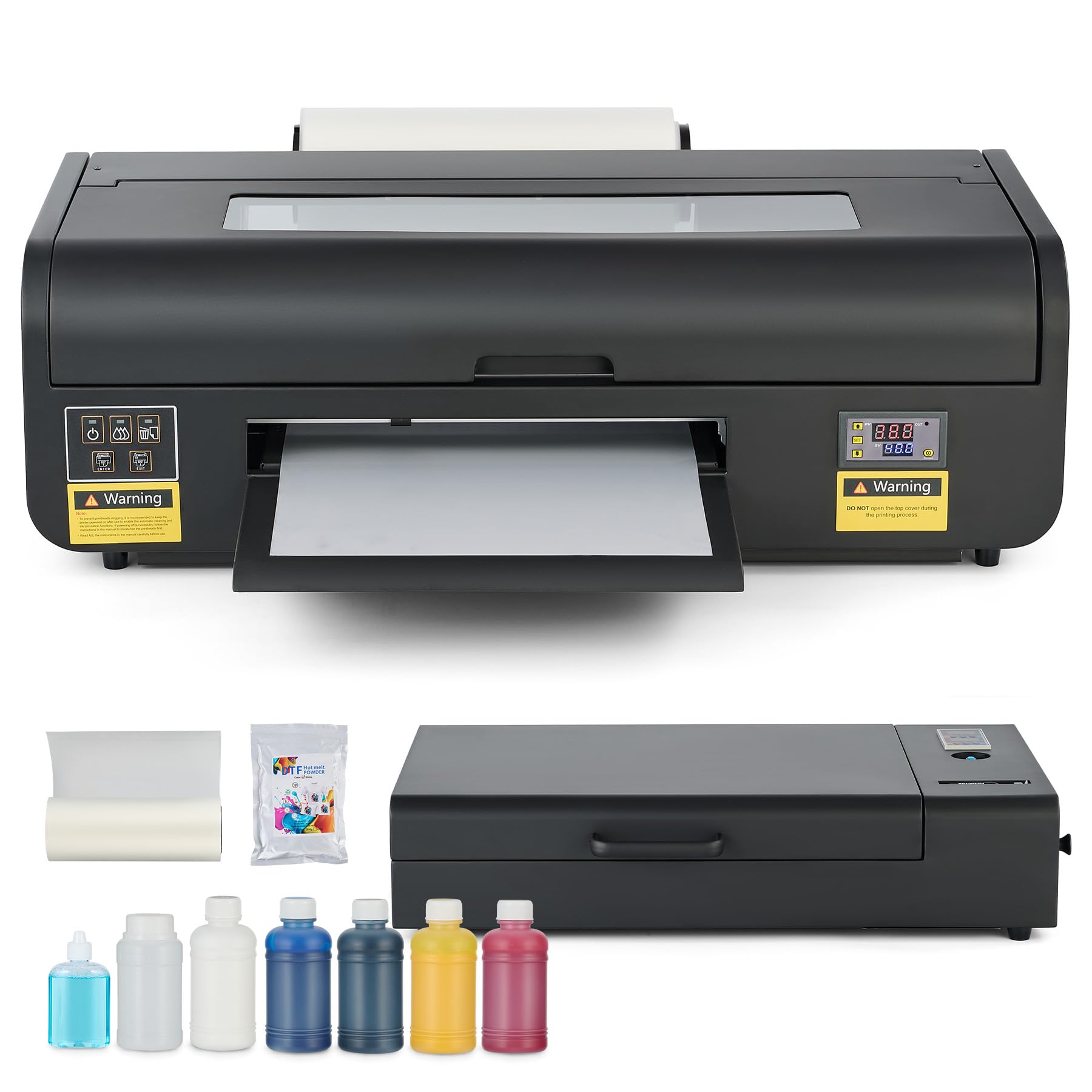 CREWORKS A3 DTF Printer, L1800 Transfer Printing Machine with White Ink Circulation & Stirring System, Auto Cleaning DTF Transfer with Oven Film Roll & Inks