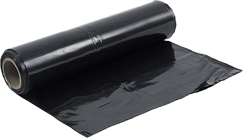 CAPHAUS Lámina de plástico negro de 4 mil, rollo de lámina de plástico resistente, lona de plástico negra, lámina de plástico de barrera de vapor de