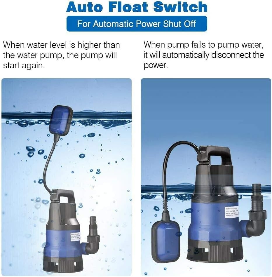 Best Deal Hurbo,Sump Pump Automatic Submersible Water Pump Clean Dirty Pool Flood Drain Garden House Energy Saving (Blue, 32HP) New Product Hurbo,Sump Pump Automatic Submersible Water Pump Clean Dirty Pool Flood Drain Garden House Energy Saving (Blue, 32HP)