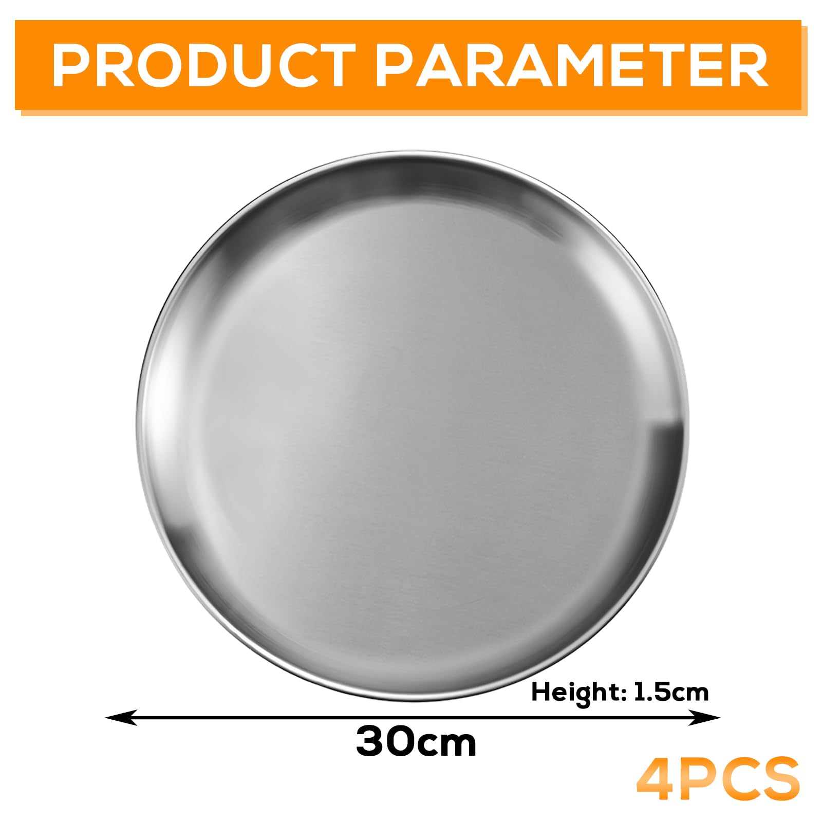BORDEAG Lot de 4 moules à pizza ronds en acier inoxydable - 30 cm - Pour cuire au four, pizzas et tartes flambées - Passe au lave-vaisselle