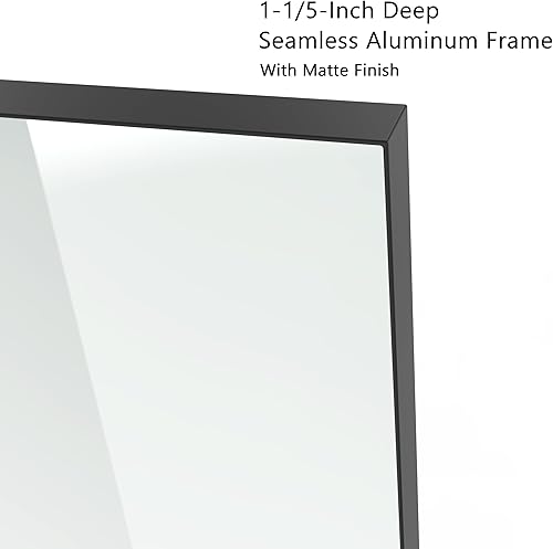 Miniatura 4 de Espejo de baño con marco de metal negro para pared, rectangular de esquina cuadrada de 24 x 36 pulgadas, espejo de tocador de baño moderno, vidrio