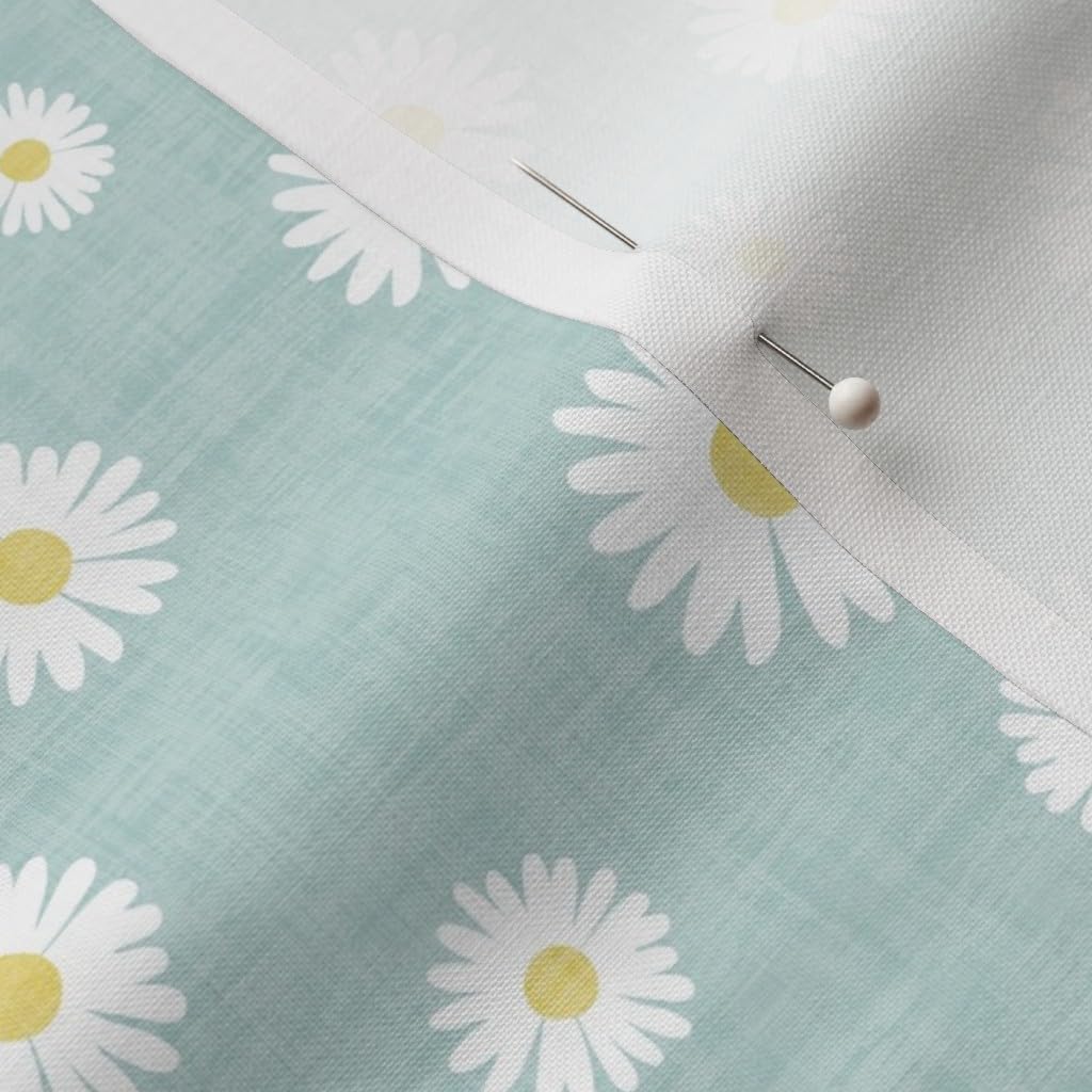 Spoonflower Fabric - Spring Daisy Dainty Floral Baby Girl Modern Mint Botanical Garden Printed on Petal Cotton Fabric Fat Quarter - Sewing Quilting Apparel Crafts Decor