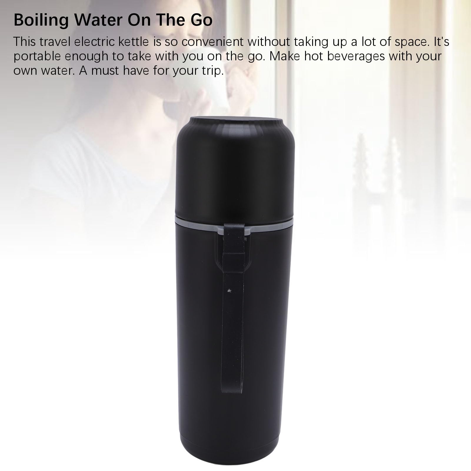 Socobeta Hervidor Eléctrico para Coche, Taza Calefactora Portátil, 500ml, 12V, 24V, Caldera de Agua para Coche, Camión, Calor Duradero para Actividades Al Aire Libre (Negro)