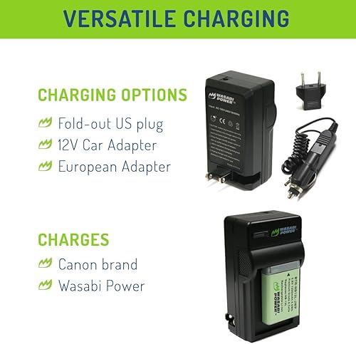 Miniatura 6 de Wasabi Power NB-13L Batería (2 unidades) y cargador para Canon PowerShot G1 X Mark III, G5 X, G5 X Mark II, G7 X, G7 X Mark II, G7 X Mark III, G9 X,