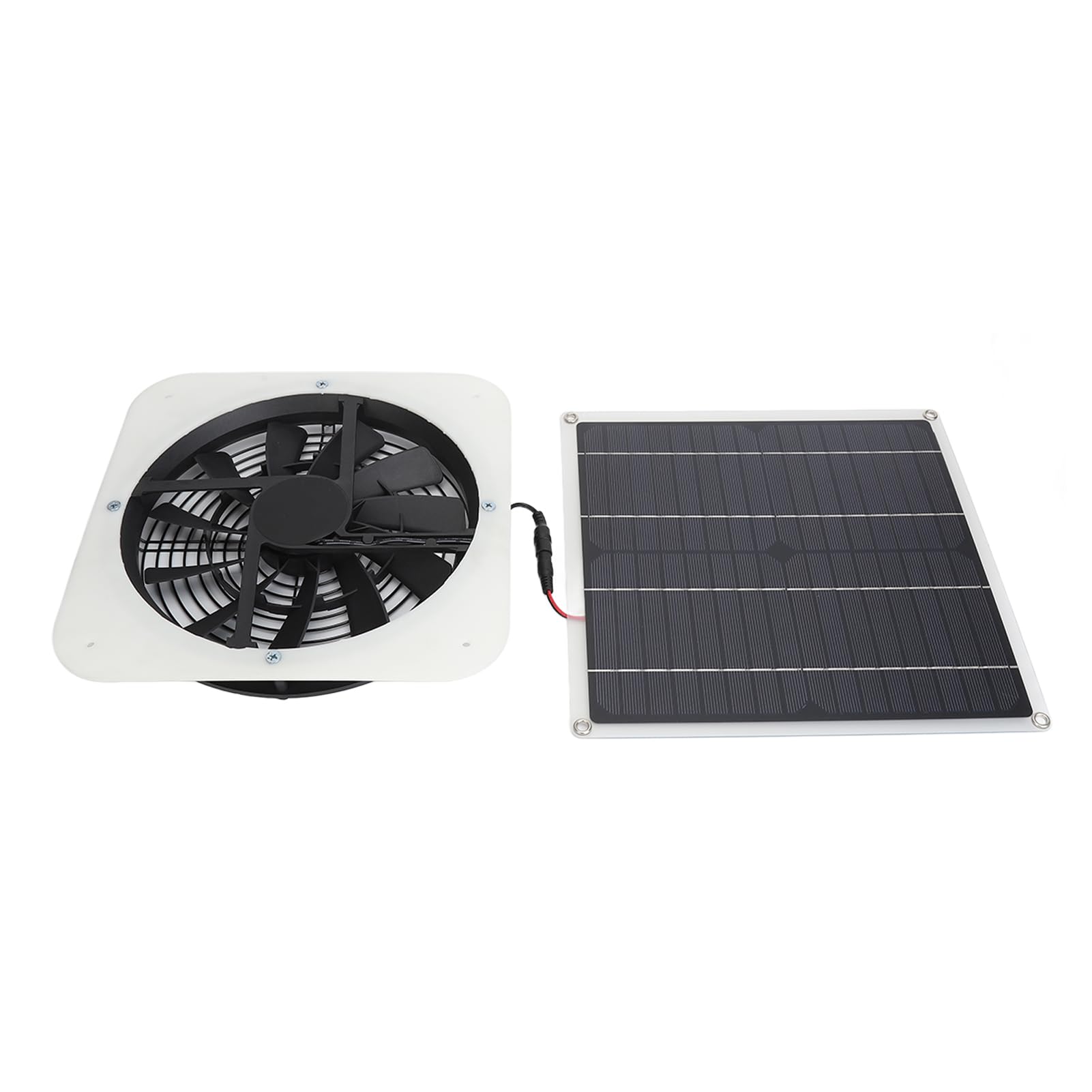 Hyuduo Kit di Ventola di Scarico Solare Solare Ad Alta Efficienza con Ventola Rotonda da 10 Pollici per Pollaio a Serra (WHITE)