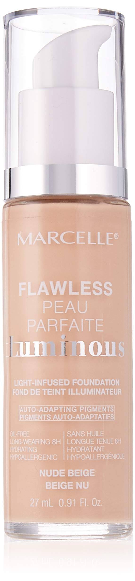 Marcelle Flawless Luminous Foundation, Nude Beige, Hypoallergenic and Fragrance-Free, 0.91 fl oz
