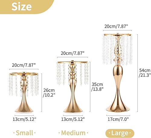 Miniatura 5 de 6 piezas de 21.3 pulgadas de alto soporte de flores de cristal para boda, camino de plomo, soporte alto para flores, centro de mesa, candelabro de