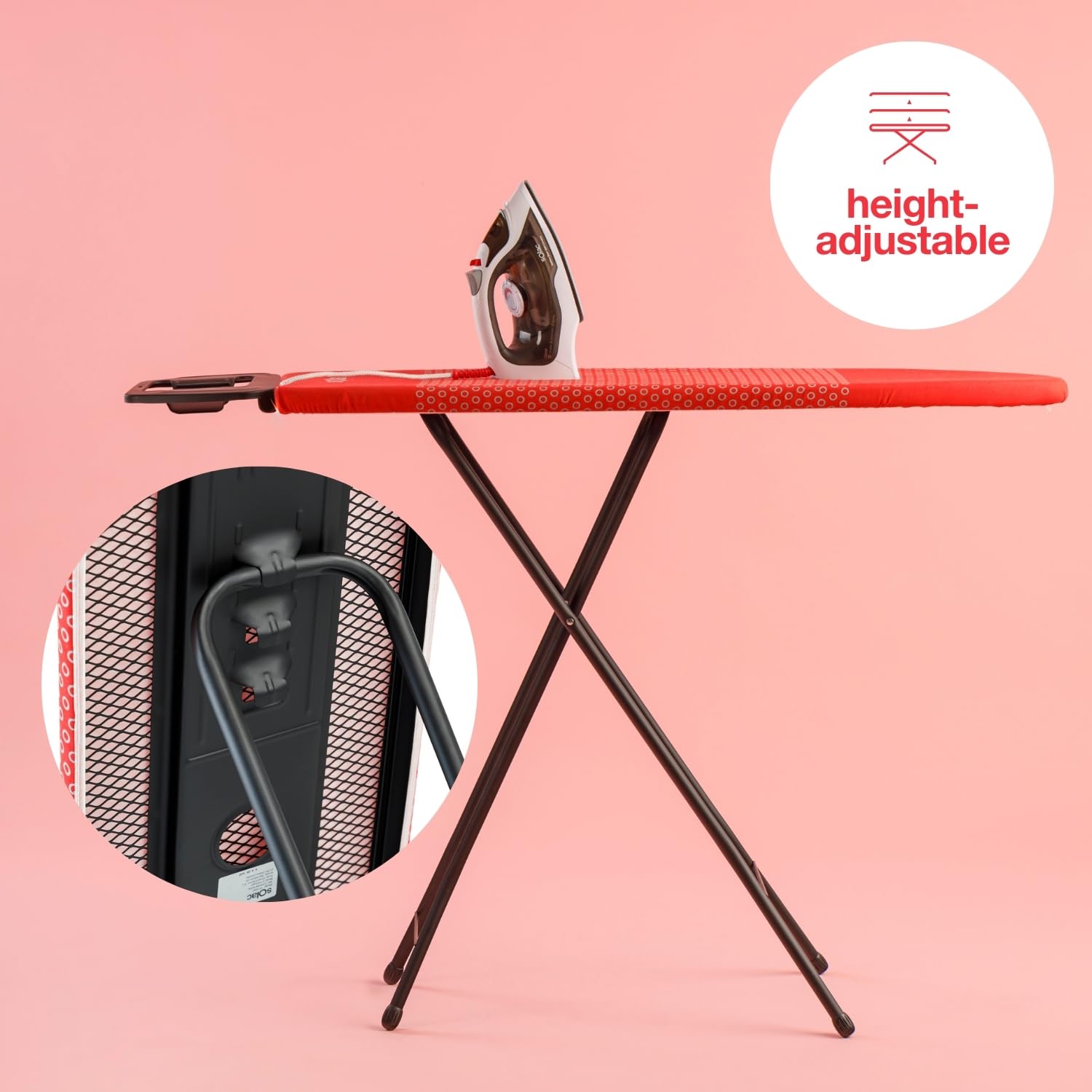 Solac - Tabla de Planchar Plegable Optima Board | 32,5x110cm | 3 Posiciones Regulable | Funda Resistente Algodón 100% | Ajustable 90 cm | Patas Antideslizantes | Lijera Manejable | Soporte Plancha