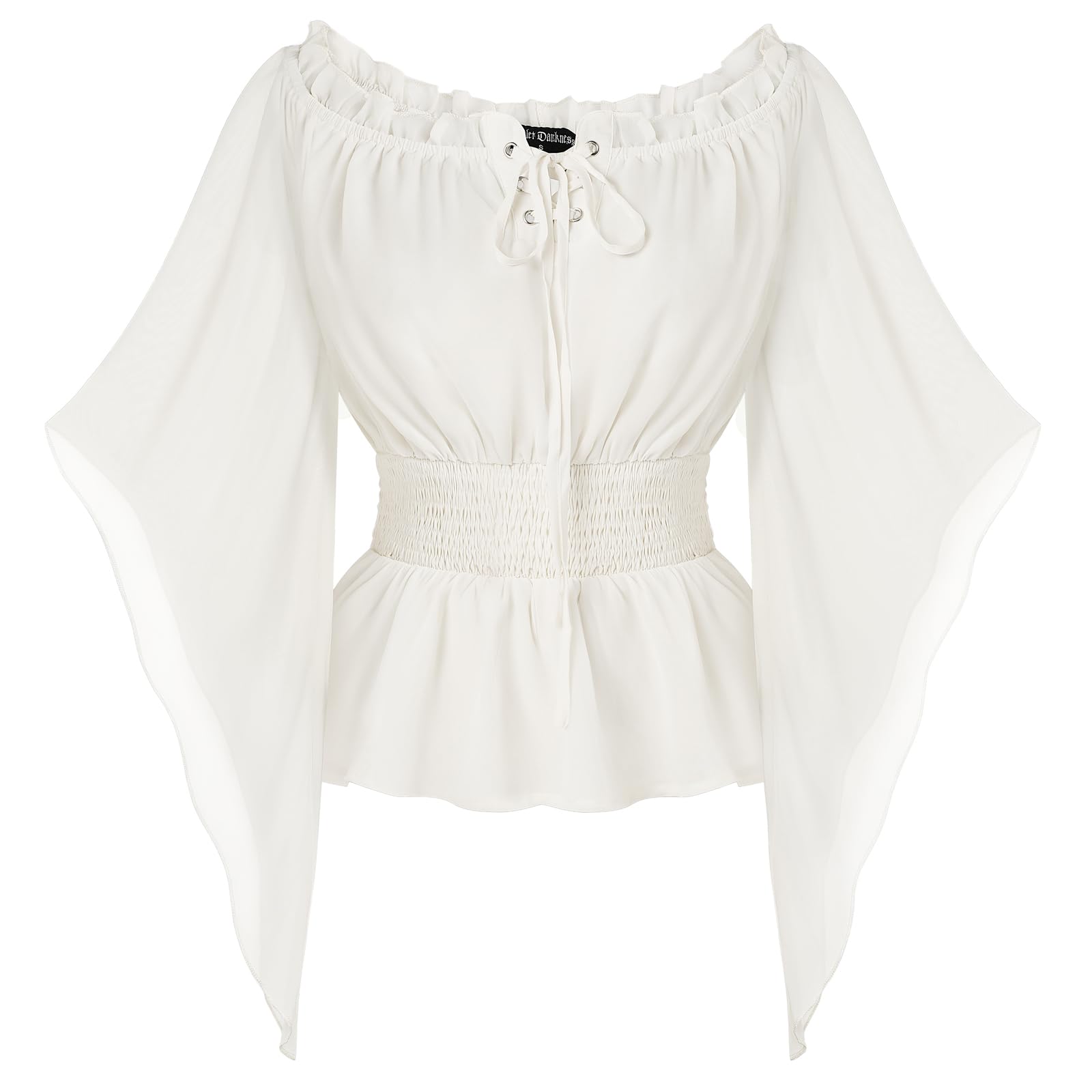 SCARLET DARKNESS Women Gothic Pirate Top Halloween Carnival Cosplay Festival Viking Top White XXL - Image 2