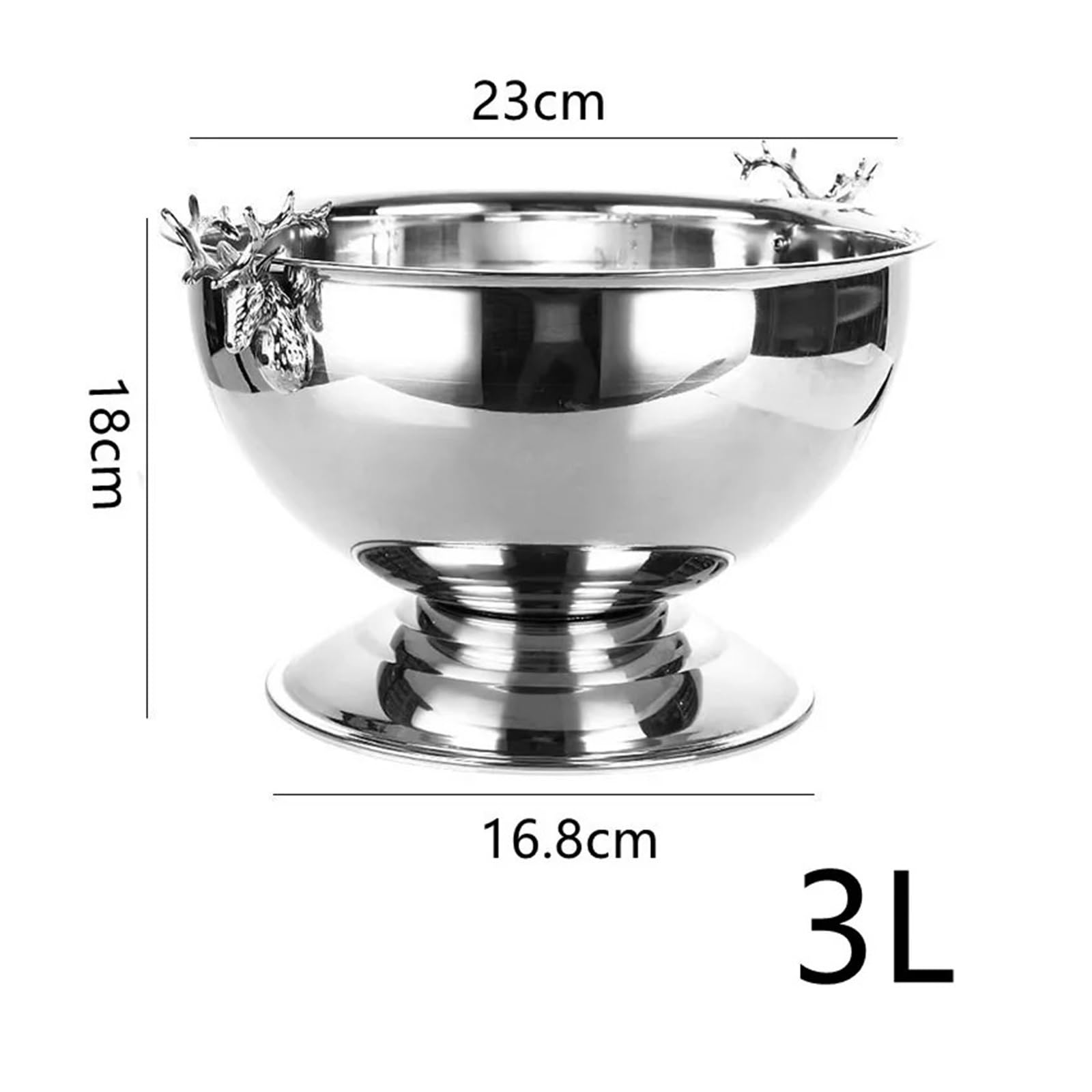 Cubo de Hielo de 3 l con Forma de Cabeza de Ciervo y Cuenco for champán de Acero Inoxidable 304, Cubo de Hielo Grande for Bar y Cerveza. per Casa, Bar(Silver with Ear)