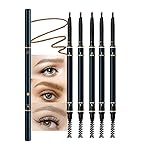 FeiCuiYun 5 Pcs Eyebrow Pencils for Women, Waterproof Professional Makeup Micro Brow Pencil, Light Brown Brow Kit with Eyebrow Brush, Ultra-Fine Mechanical Pencil, Vegan&Cruelty-Free (C02Light Brown)