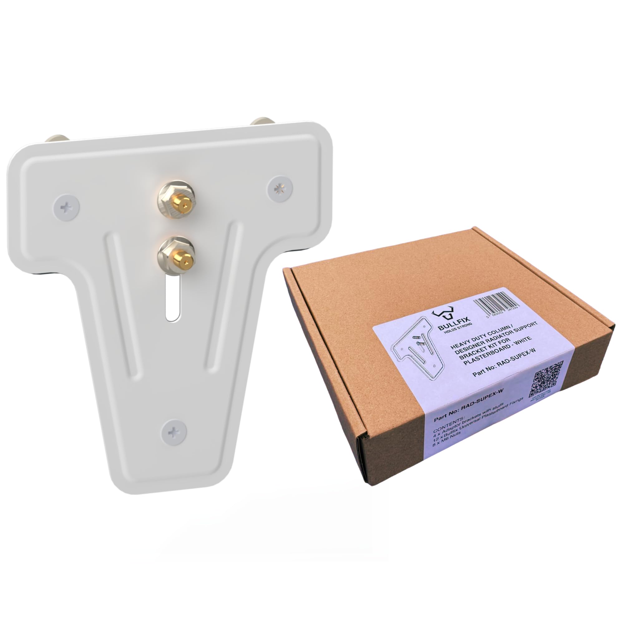 Heavy Duty Radiator Support Bracket Kit With Heavy Duty Plasterboard Fixings - Secure Column & Designer Radiator Mounting Brackets For 5065002347299