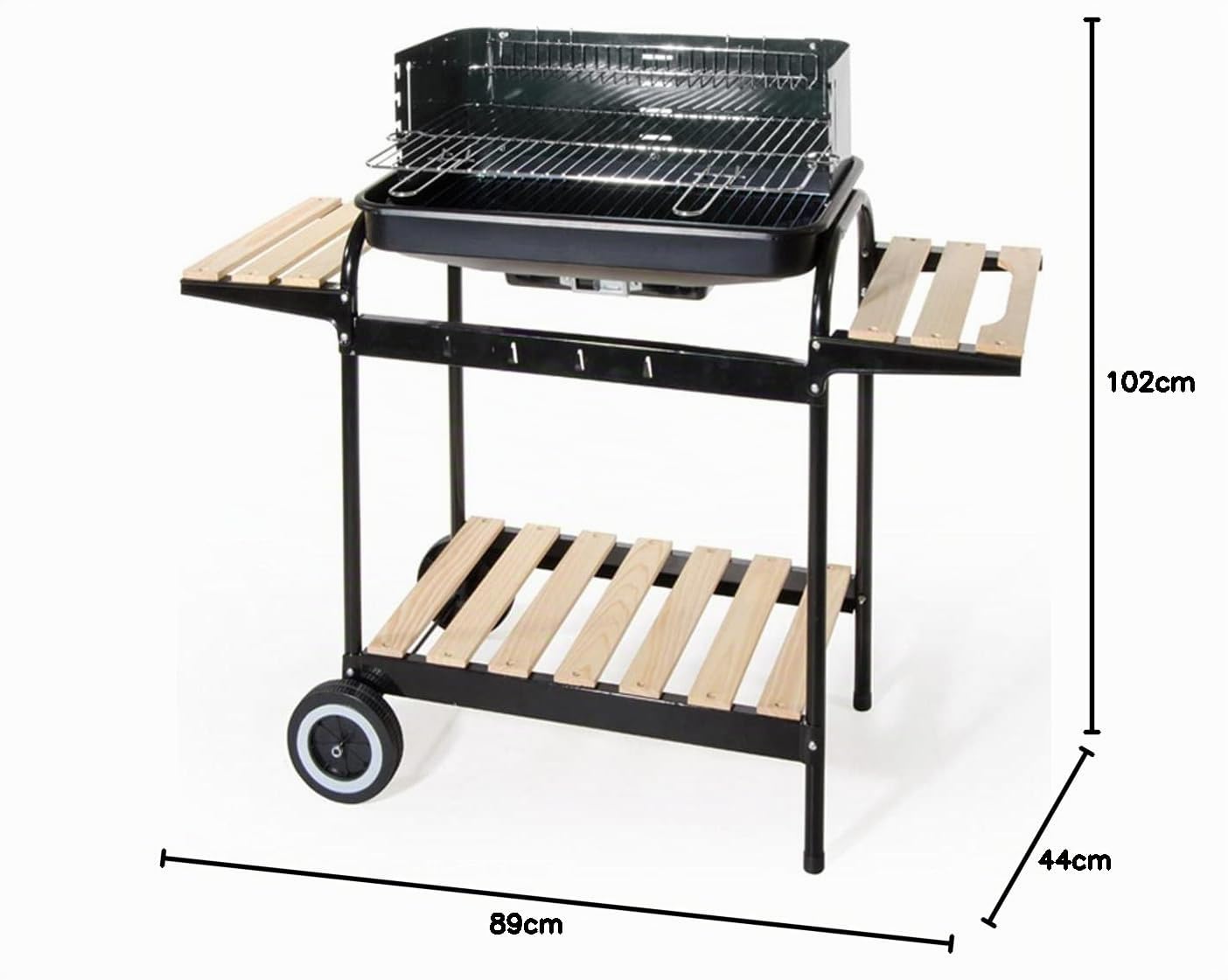 VERDELOOK Barbecue in Acciaio a Carrello con Due Ripiani, 102x44x89 cm