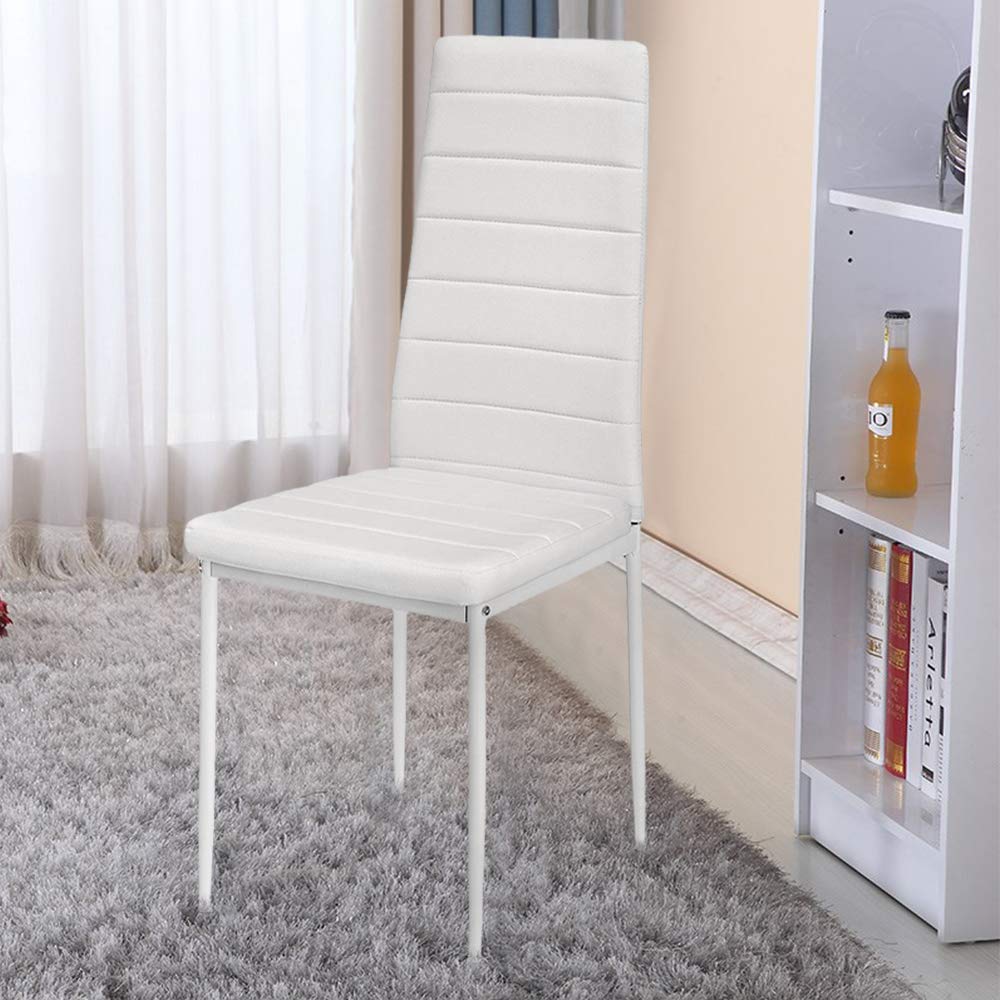 LANTUS Set 2 sedie impilabili Modello per Cucina Bar e Sala da Pranzo, Robusta Struttura in Acciaio Imbottita e Rivestita in Finta Pelle,2 pezzi (bianco)