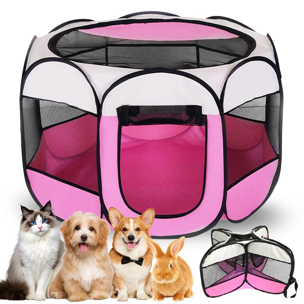 Puppy Playpen, Folding Dog Crate, 74 x 74 x 43 cm, Puppy and Cat Playpen, Small Animal Fencing for Home, Dog Playpen, Cats, Rabbits, Indoor and Outdoor