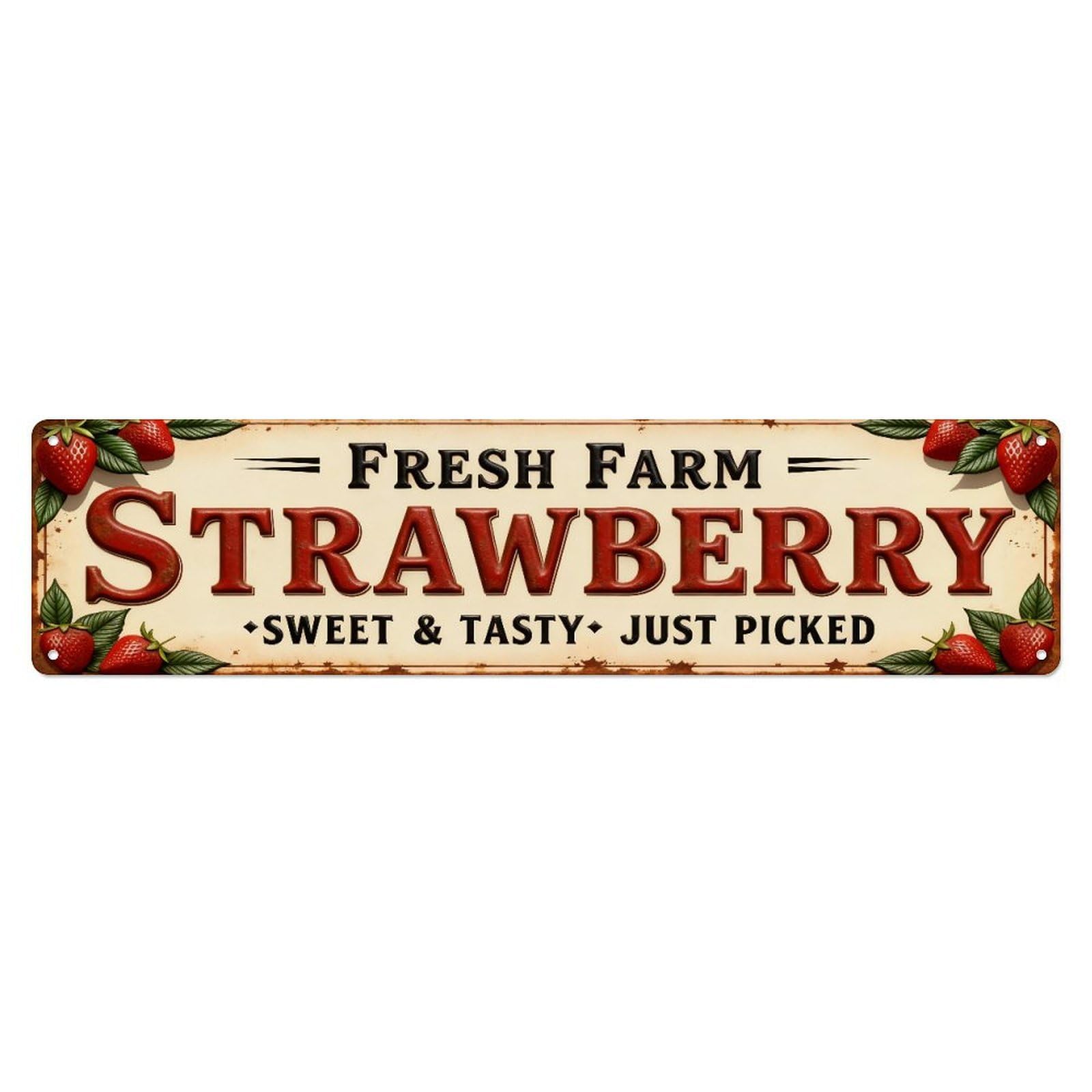 Fresh Farm Strawberry Sweet Tasty Just Picked Metal Tin Sign Plaque