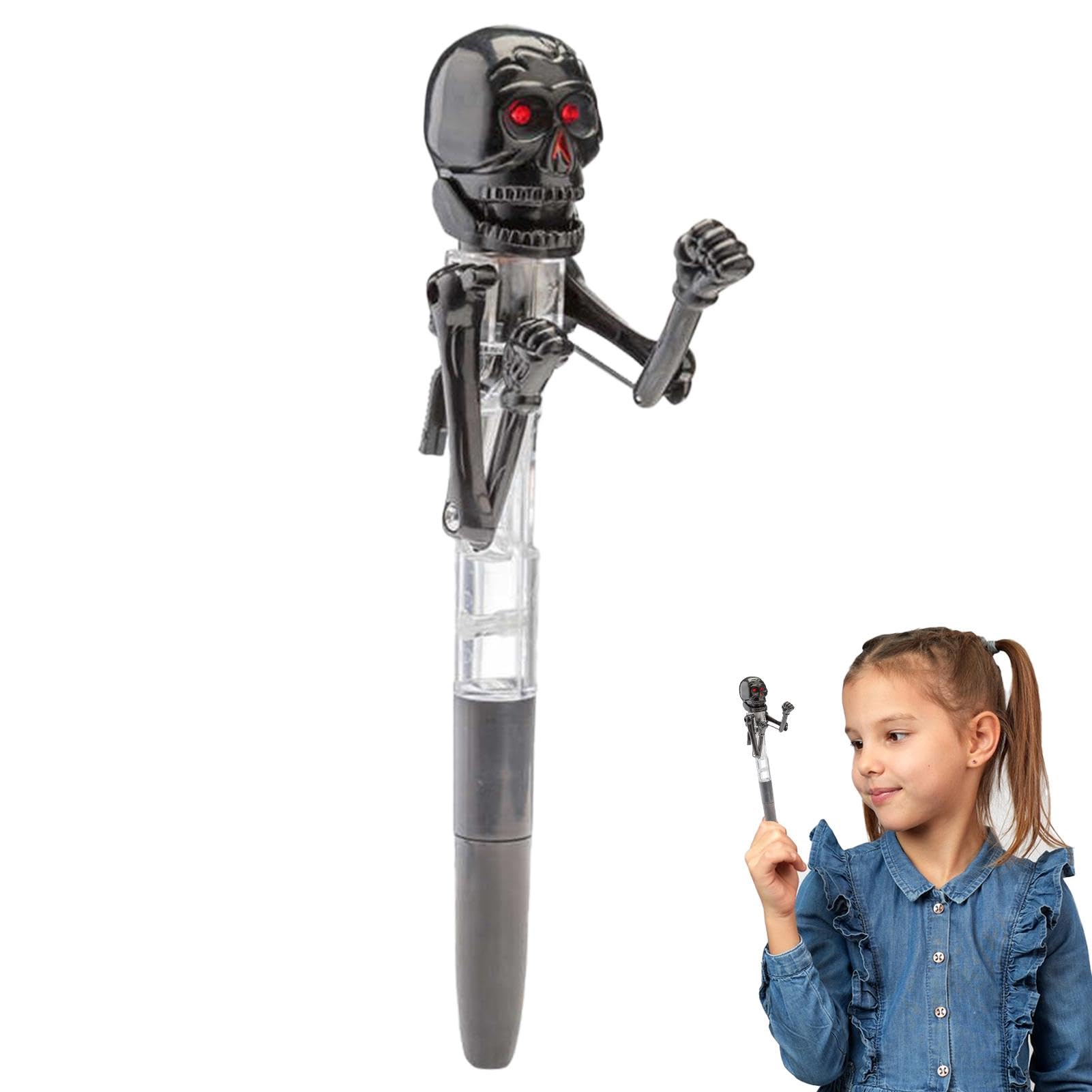 Stylo squelette pour Halloween - Outil d'écriture amusant et effrayant, décoration de bureau avec stylo tête de mort | Stylo squelette de fête d'Halloween, stylo de bureau effrayant, accessoire d'écri