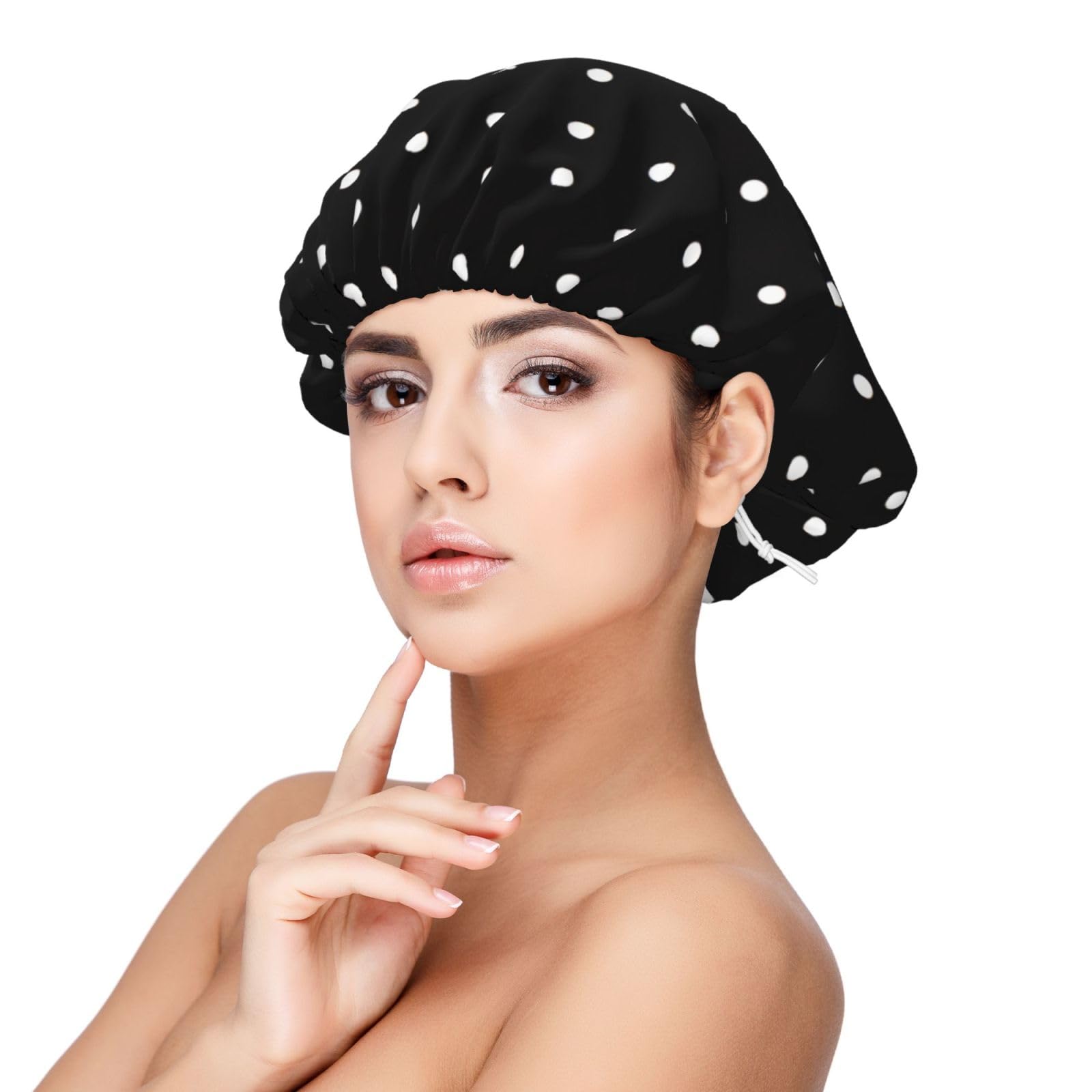Double Layer Reversible Hair Wrap Satin Sleep White Dot Pattern Cap Bonnet for Braid Curly Hair Satin Bonnet
