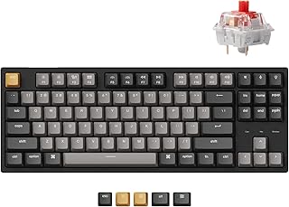 Keychron C1 Pro QMK/VIA Custom Wired Mechanical Keyboard, TKL Layout Programmable PBT Keycap RGB Backlight with K Pro Red Switch for Mac Windows Linux
