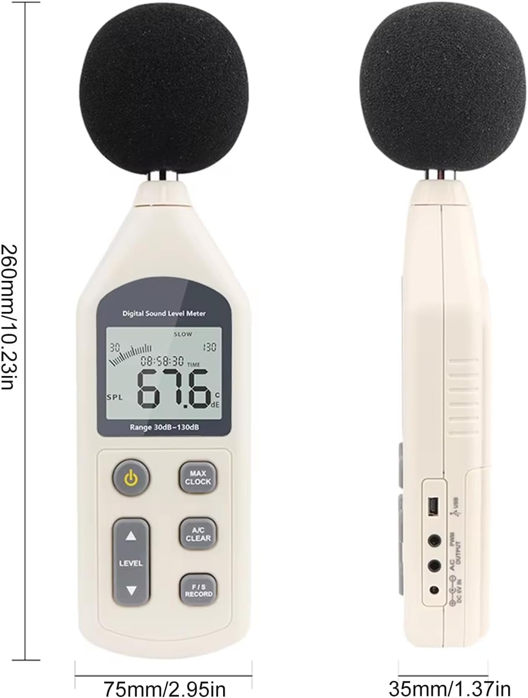 GM1356 デジタル騒音計 30-130dB テスターバックライト付き画面デシベルメーター騒音測定装置デシベルメーター