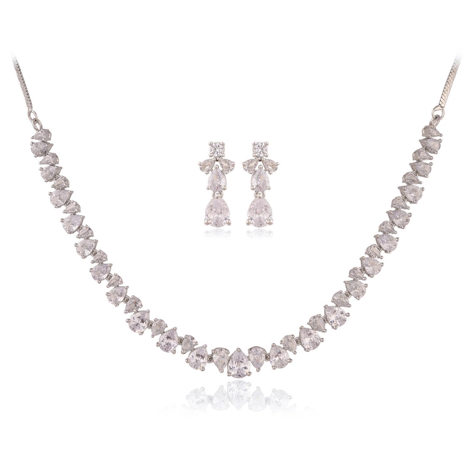 Ratnavali Jewels American Diamond Gold Plated Traditional Fashion Jewellery Red White Necklace Pendant Set with Earring fo... - Review, Price and Buying Guide