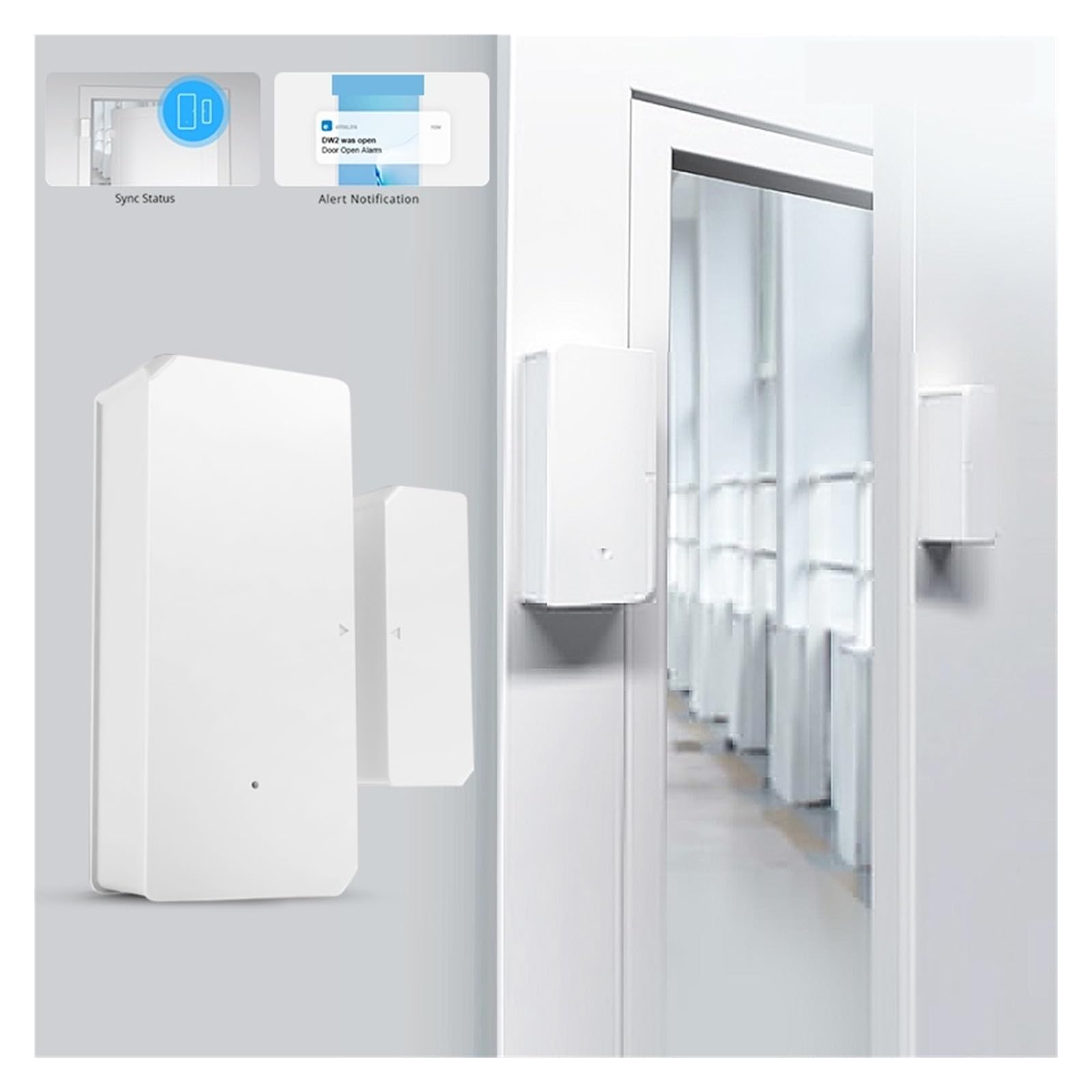 Alarme Intelligente , Capteur De Porte Intelligent, Détecteur D'ouverture/fermeture De Porte, Notification Par Application, Capteurs D'alarme De Sécurité À Domicile , Installation Et Utilisation Facil