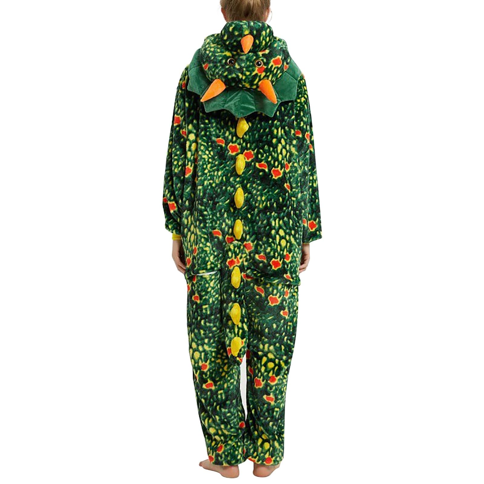 Un Pezzo Pigiameria, Adulto Tutine Per Le Donne Stampa Animale Unisex Tutine Peluche Pigiama Morbido Caldo Tute Con Cappuccio Pigiama Zip Up Tute Abbinate Divertente Cartone Animato Onesies Pigiama
