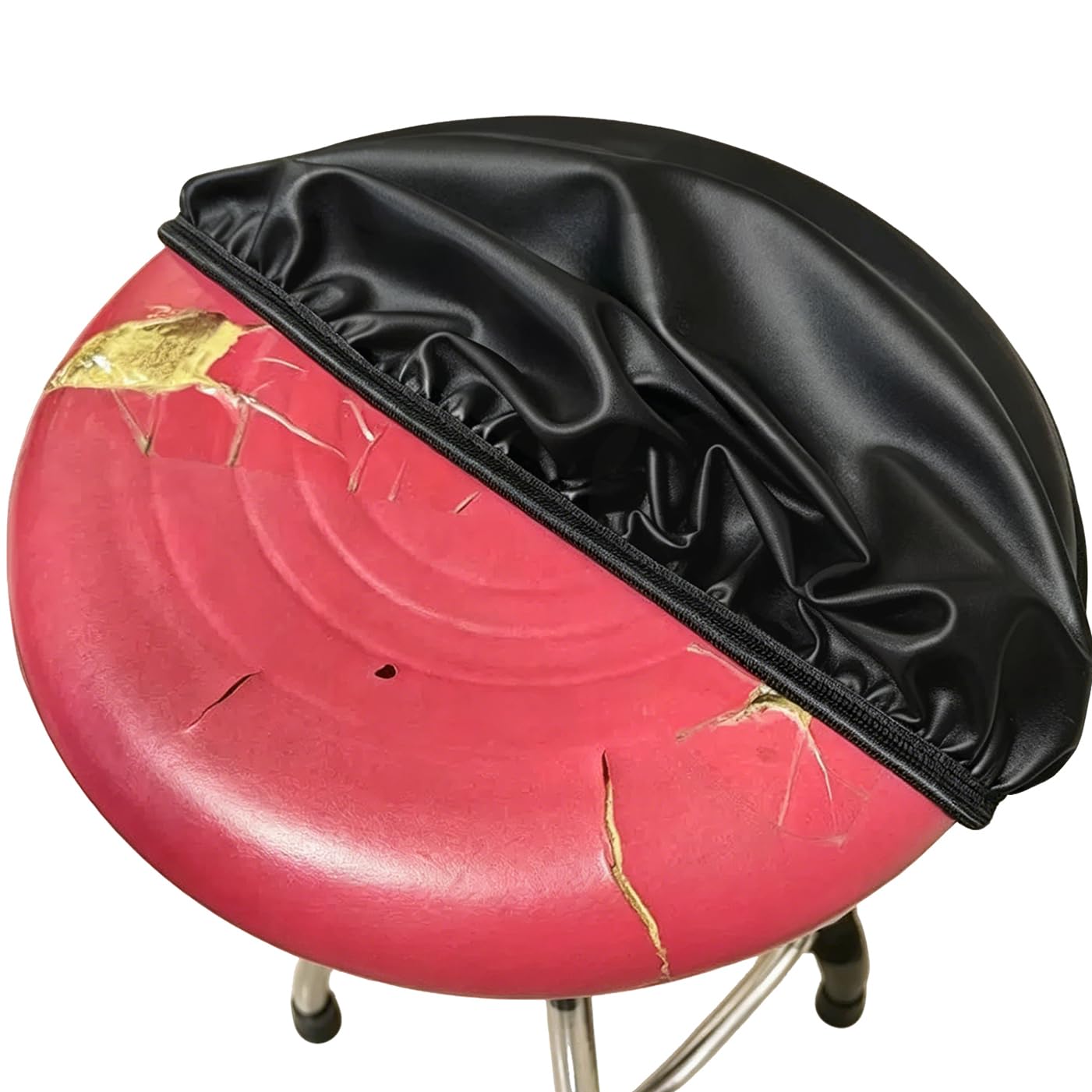 ping bu Waterproof Leather Round Bar Stool Covers,1/2 Pack Renewal Elastic Seat Protector for 30-40cm Stools,Washable Durable Slipcover for Home Cafe Office Kitchen (Black,1PCS:30CM)