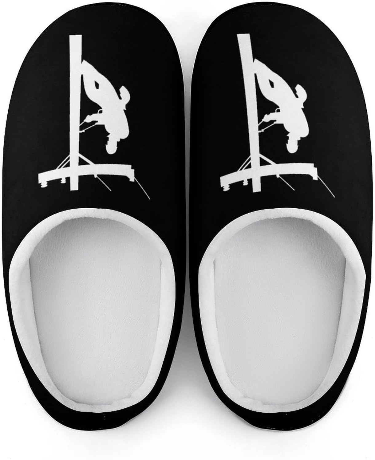 Electric Cable Lineman Women's House Slippers Memory Foam Warm Shoes Spa Rubber Sole Indoor Outdoor