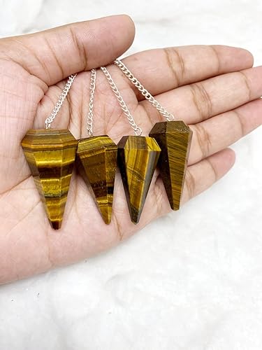 Miniatura 4 de 5 péndulos naturales de ojo de tigre a granel para la curación de chakras de adivinación, regalo ideal con bolsa para llevar y péndulo, tarjetas de