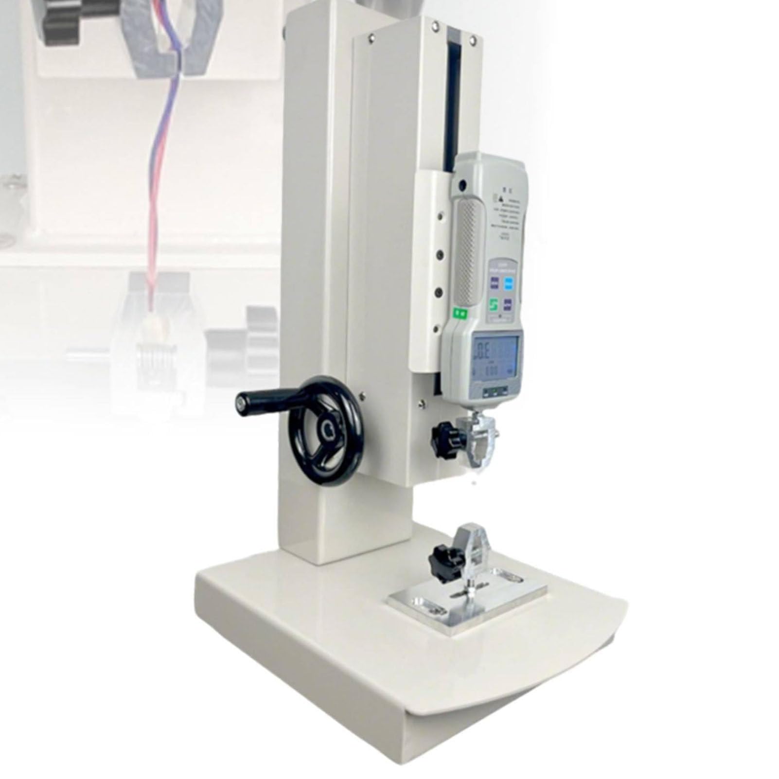 Digitale manuelle Zugprüfmaschine mit Handkurbel, 5 Messspitzen und 2 Klemmen, 270 mm Hub für Druck- und Zugprüfungen