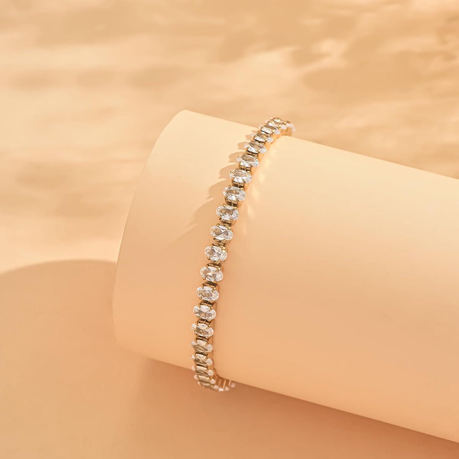 Tennis Bracelet for Women 5.9-7.1 Inch,18K Gold Plated with Red Green Black White Cubic Zirconia, Dainty Inlaid Chain, Minimalist Everyday Stackable Jewelry Gift - Image 5