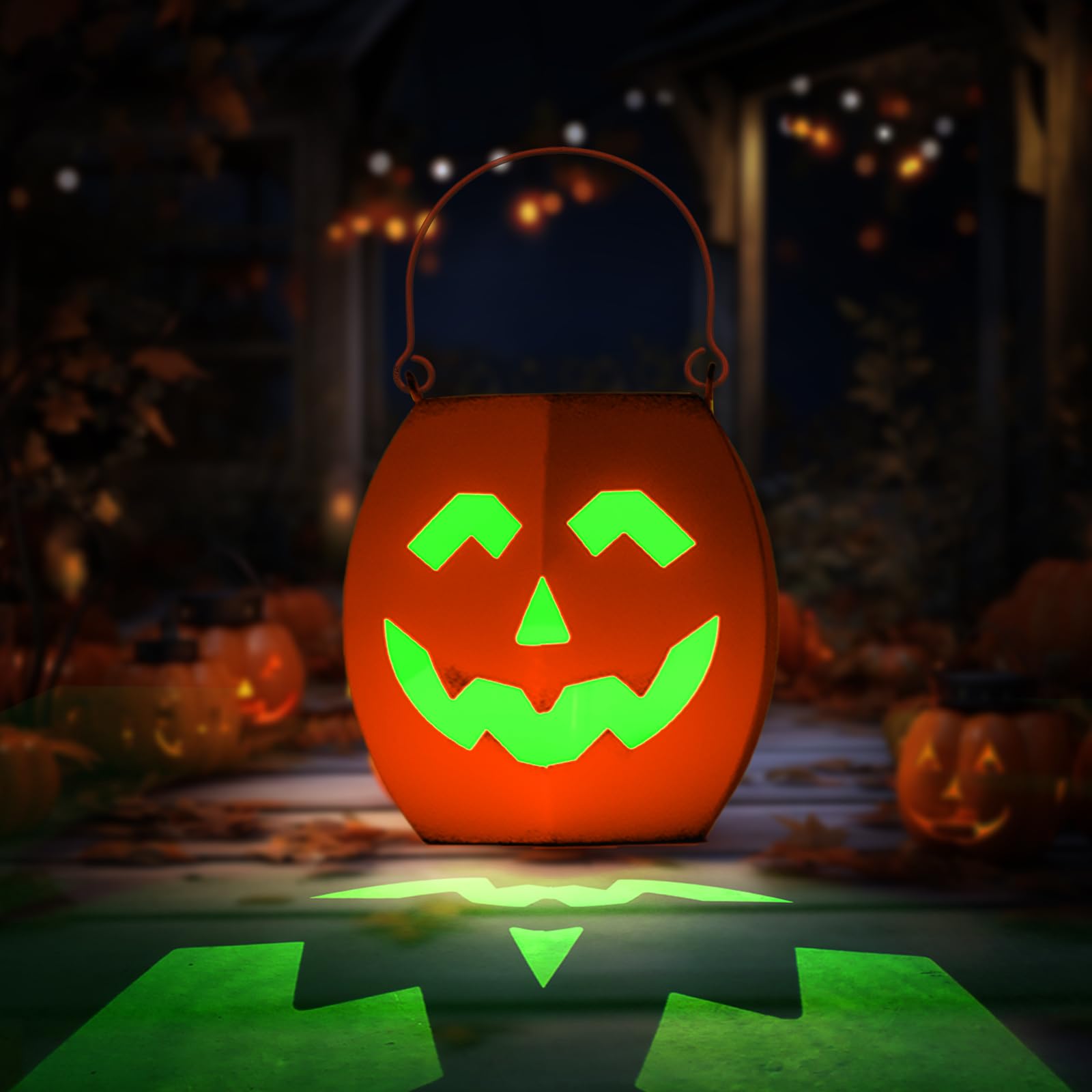 Halloween Decorations Outdoor Solar Lantern, Color Changing Spooky Pumpkin Hanging Led Lanterns Waterproof, Solar Lights for Outside, Patio, Yard, Garden Decor, Halloween Gifts