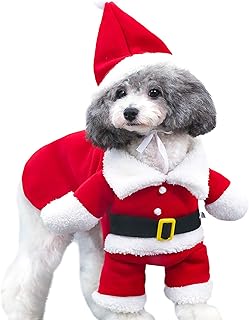 Chusui Papai Noel Cachorro Fantasia Roupas de Natal Animais de Estimação Filhote de Cachorro Casaco de Natal com Chapéu Bonito Casaco Quente Presentes para Cachorro CX