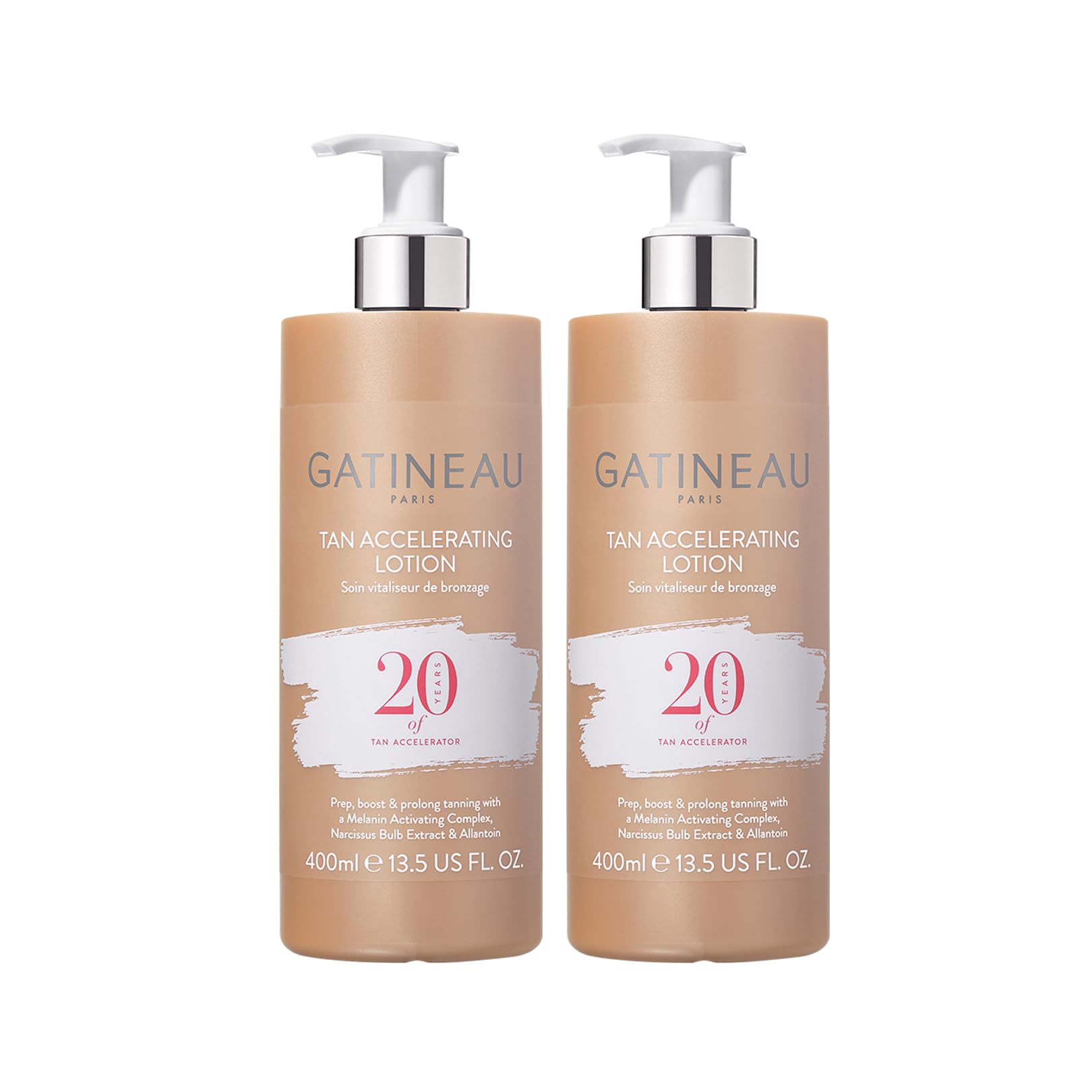 Gatineau - Tan Accelerating Lotion Duo Pack (400ml x 2 Bottles), Enhance Natural Tanning, For Face & Body