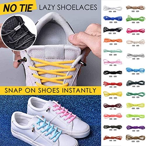 Lazy Shoelaces No Tie 22 Colors Replacement Elastic Running Shoe Laces for Walking, Trekking & Running | Kids & Adults with Metal Head